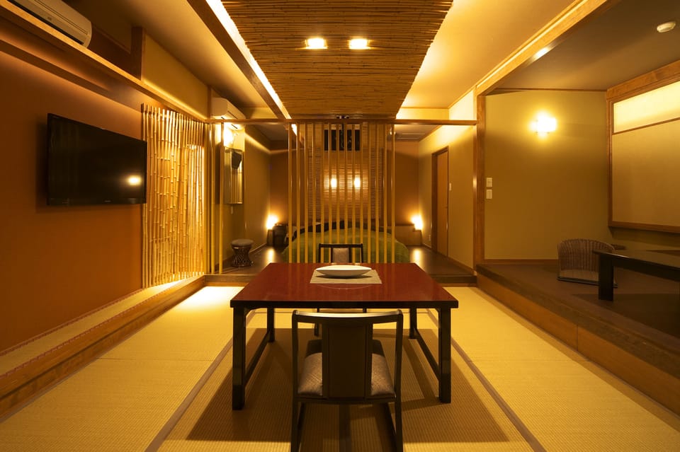 Double Room with Tatami Area with Open-Air Bath | Premium bedding, in-room safe, blackout drapes, soundproofing