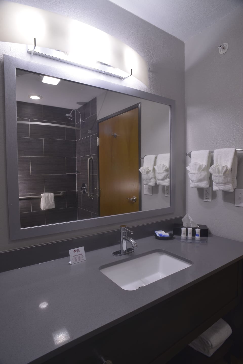 Standard Room, 1 King Bed, Accessible, Kitchenette | Bathroom | Free toiletries, hair dryer, towels, soap