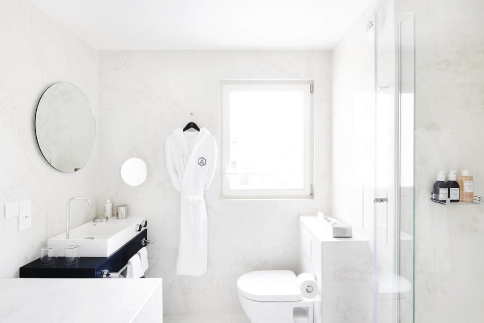 Shower, free toiletries, hair dryer, bathrobes
