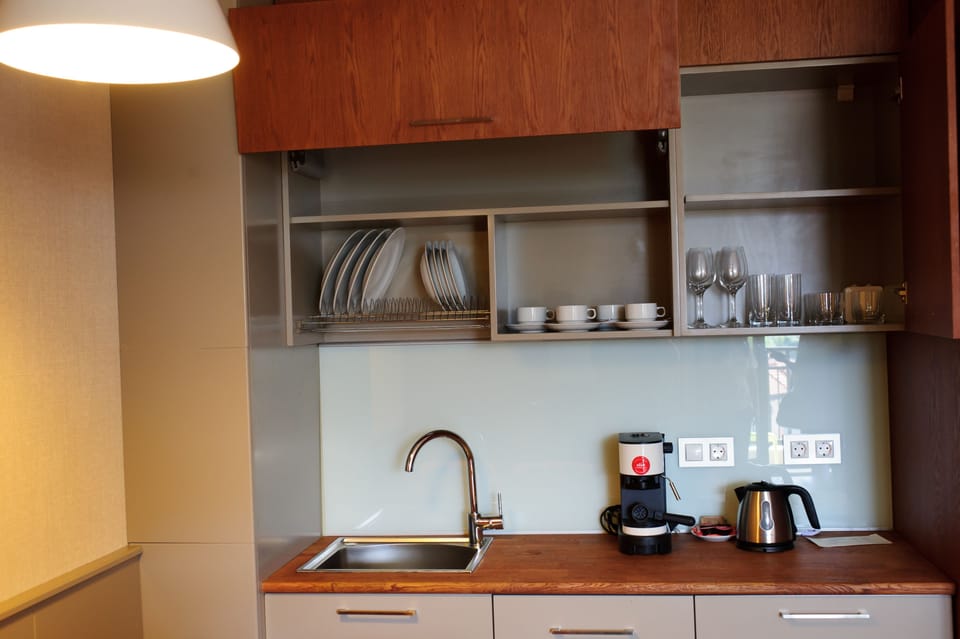 Mini-fridge, microwave, espresso maker, coffee/tea maker