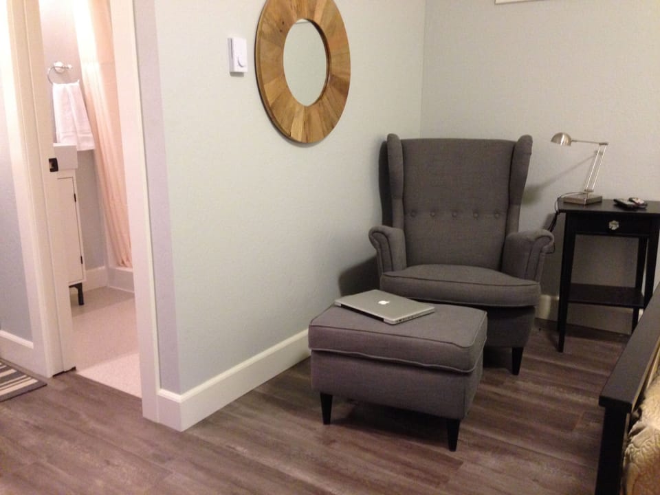 Deluxe Studio Suite, 1 King Bed, Kitchen, Ground Floor | Living area | 65-inch Smart TV with digital channels, Netflix, Hulu