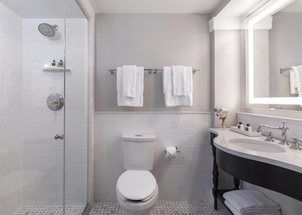 Free toiletries, hair dryer, bathrobes, towels