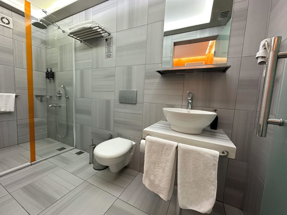 Standard Twin Room, 2 Twin Beds | Bathroom | Shower, rainfall showerhead, hair dryer, slippers