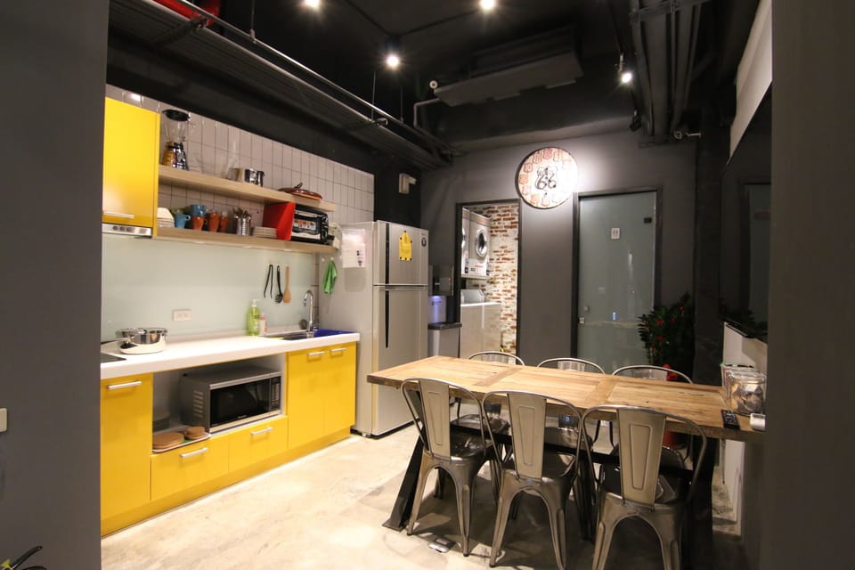 Mini-fridge, microwave, cookware/dishes/utensils