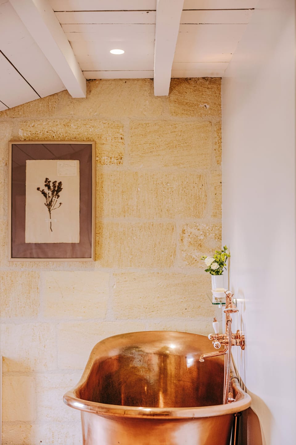 Combined shower/tub, free toiletries, hair dryer, bathrobes