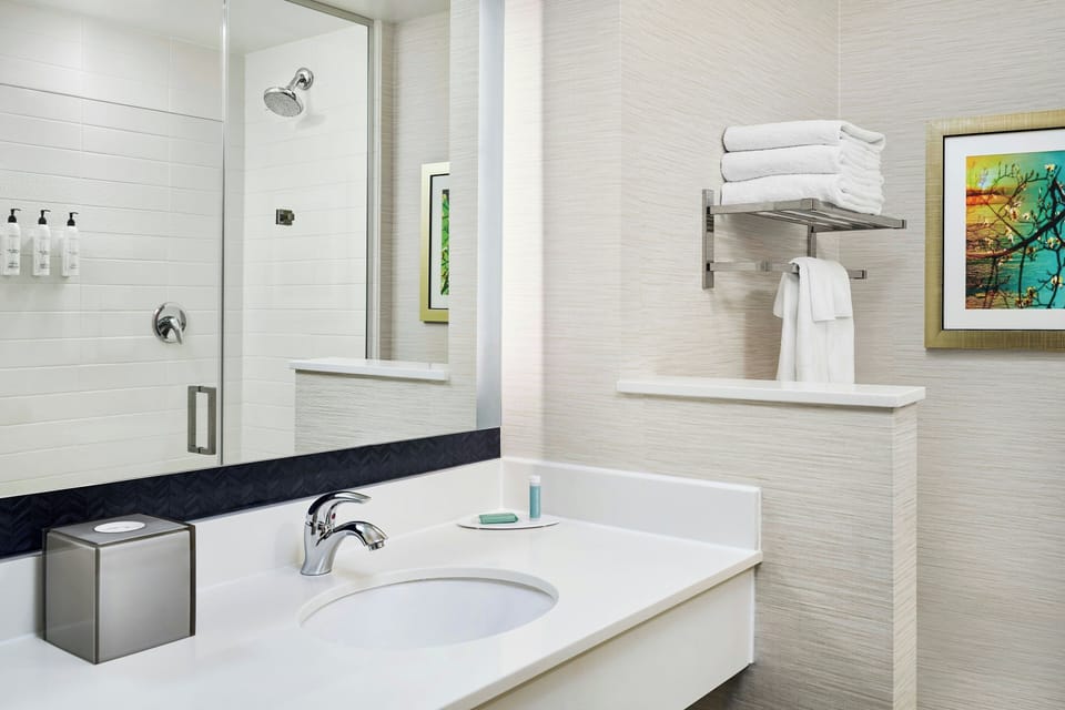 Free toiletries, hair dryer, towels
