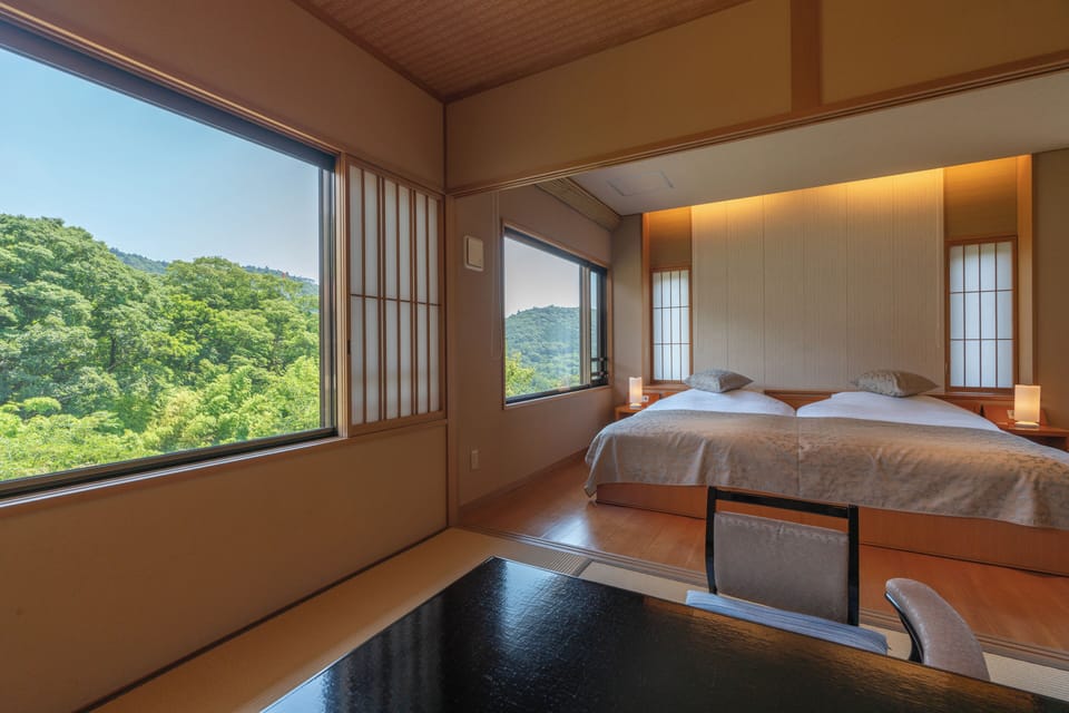 Japanese Western Style Corner Suite Room with Semi Open-air bath, Garden view (Second floor) | Premium bedding, down comforters, in-room safe, desk