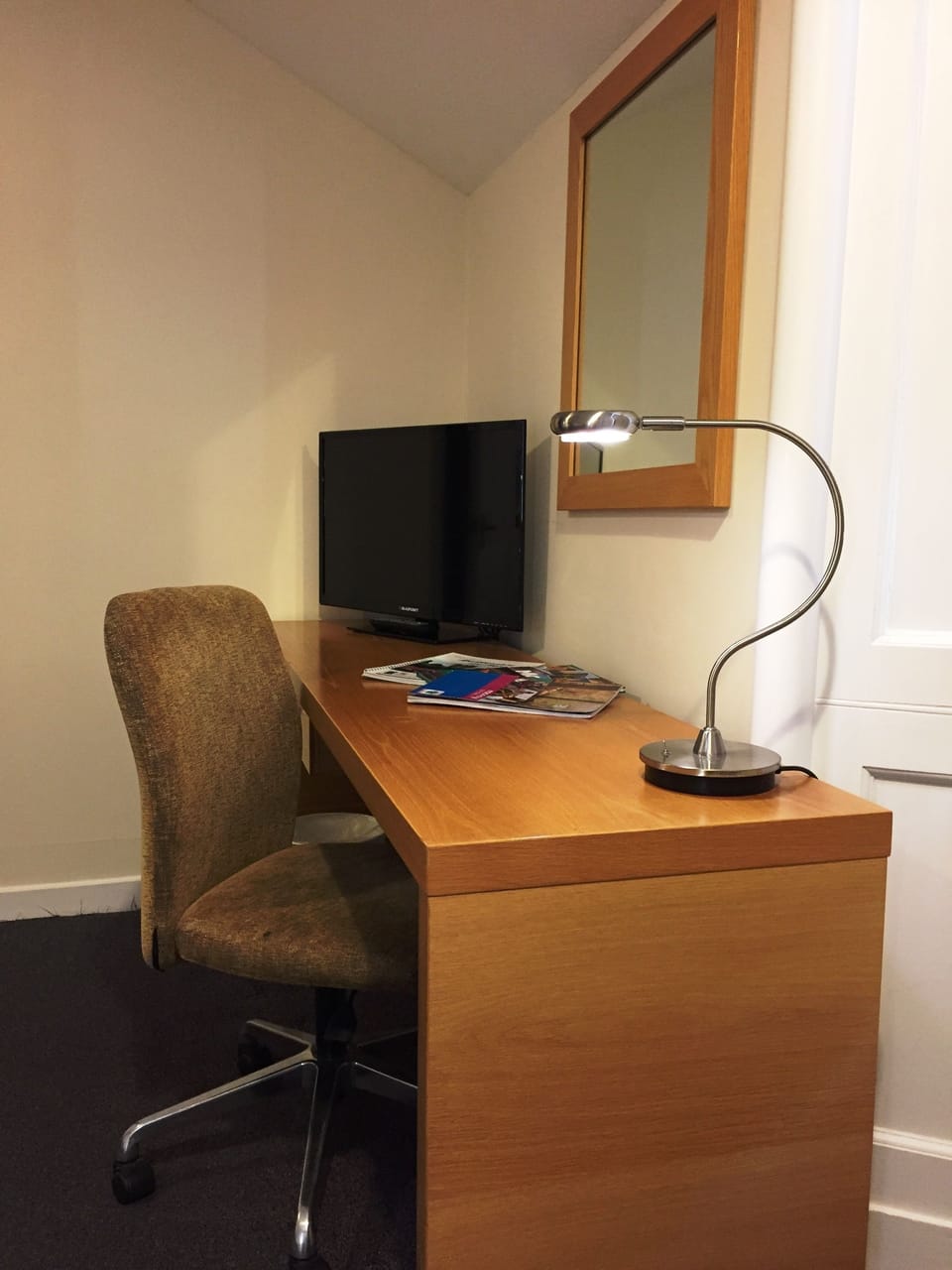 Individually decorated, individually furnished, desk, iron/ironing board