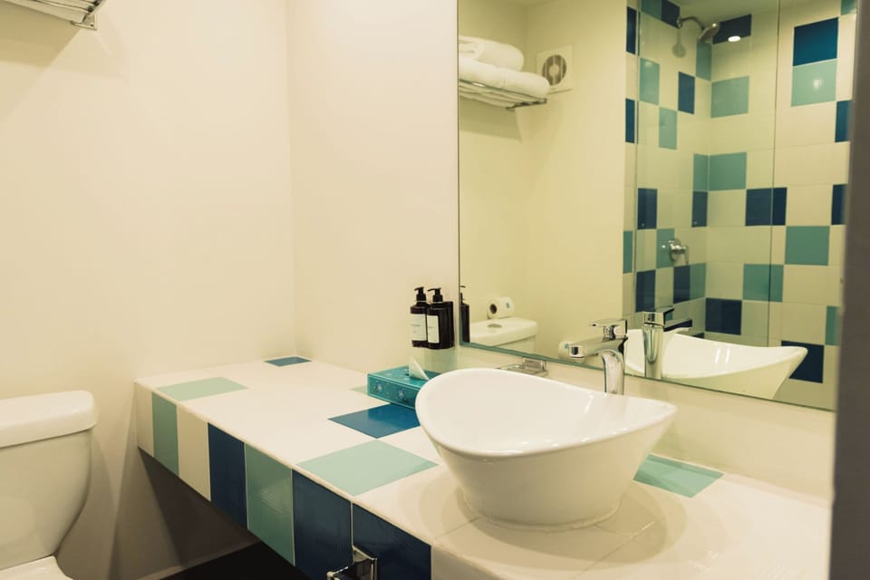 Shower, eco-friendly toiletries, hair dryer, towels