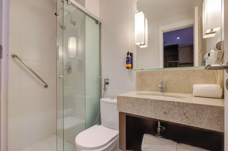 Deluxe Double Room | Bathroom | Shower, hair dryer, towels