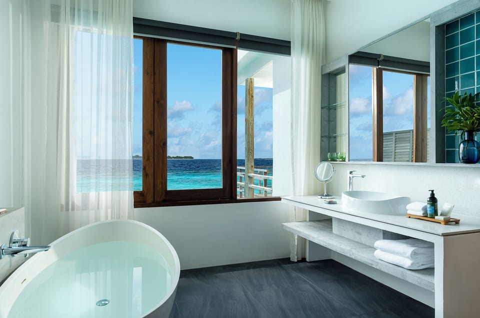Water Villa | Bathroom | Free toiletries, hair dryer, bathrobes, slippers