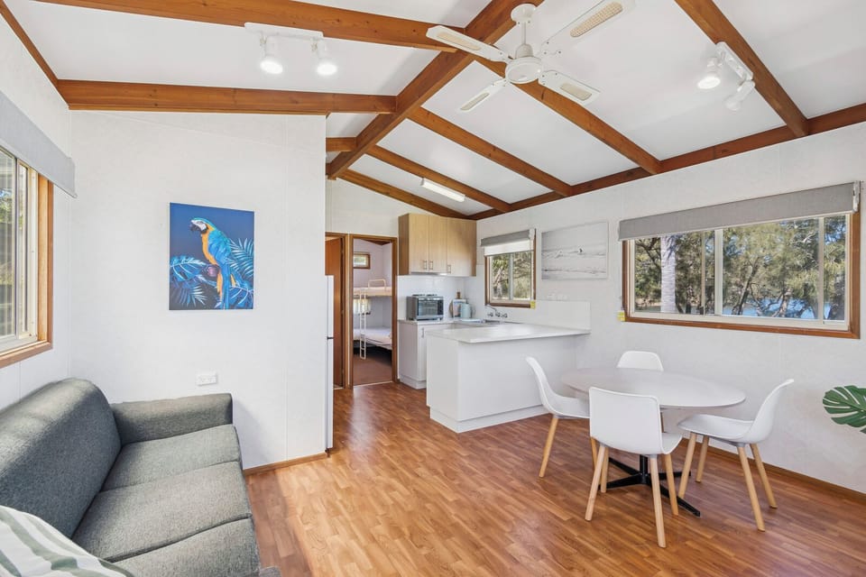 Waterfront Cabin | Living area | Flat-screen TV