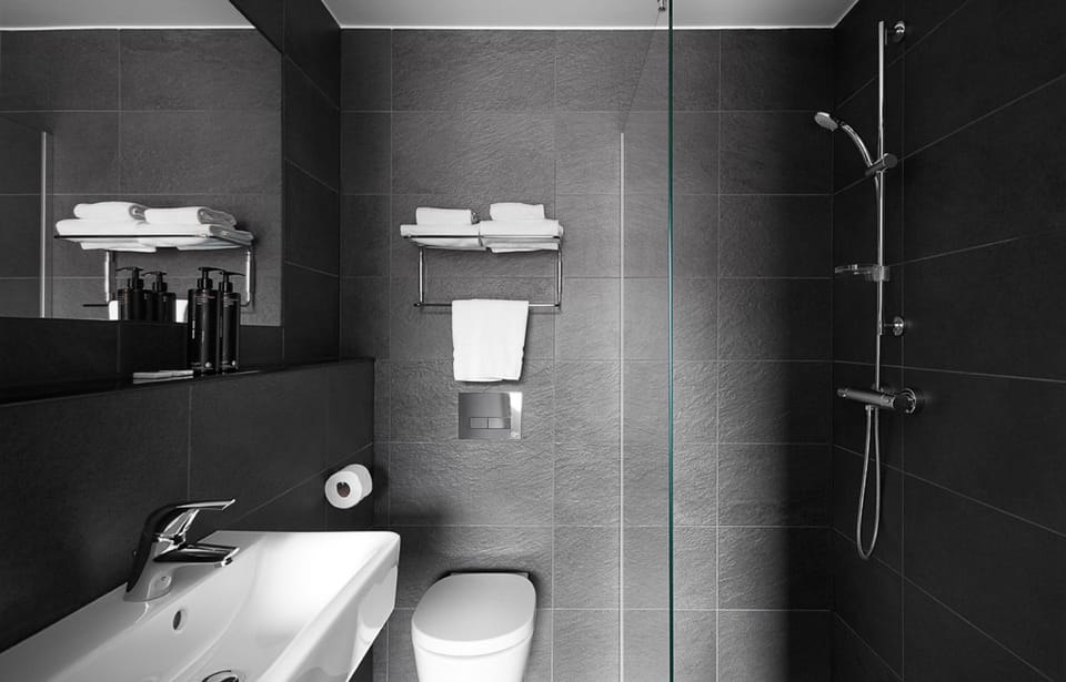 Free toiletries, hair dryer, towels