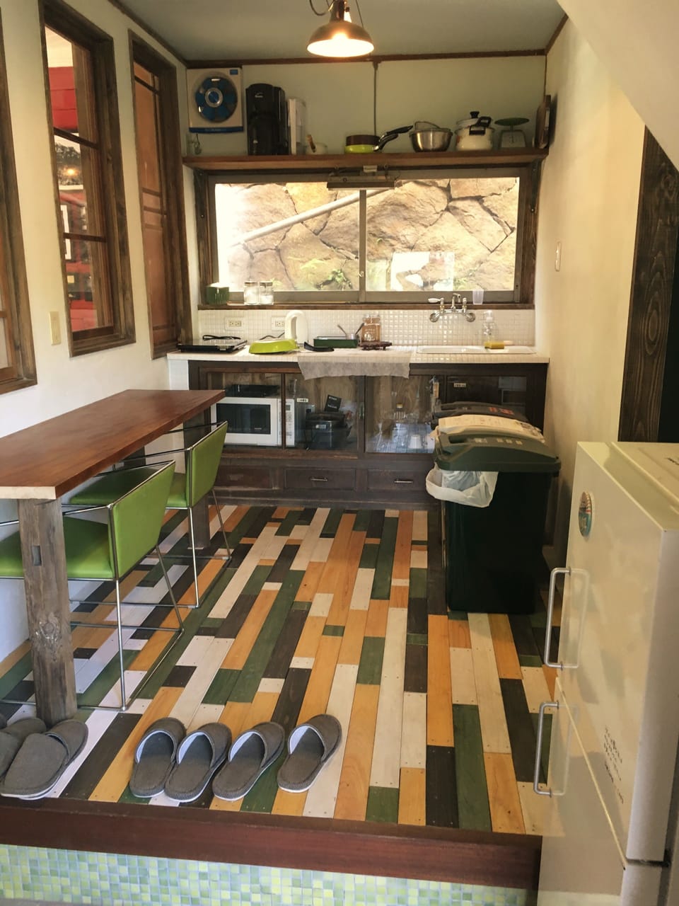 Mini-fridge, microwave, oven, rice cooker