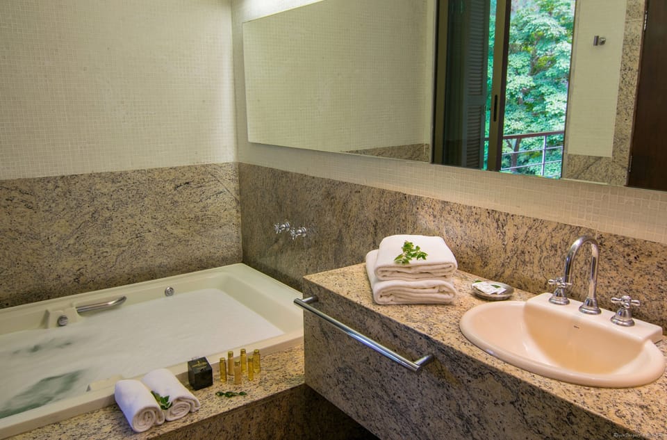 Luxury Apartment | Bathroom | Separate tub and shower, jetted tub, free toiletries, bathrobes