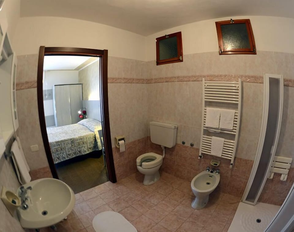 Shower, free toiletries, hair dryer, bidet