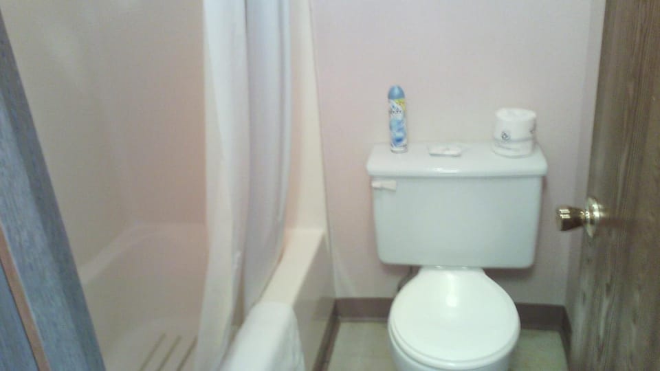Combined shower/tub, free toiletries, towels