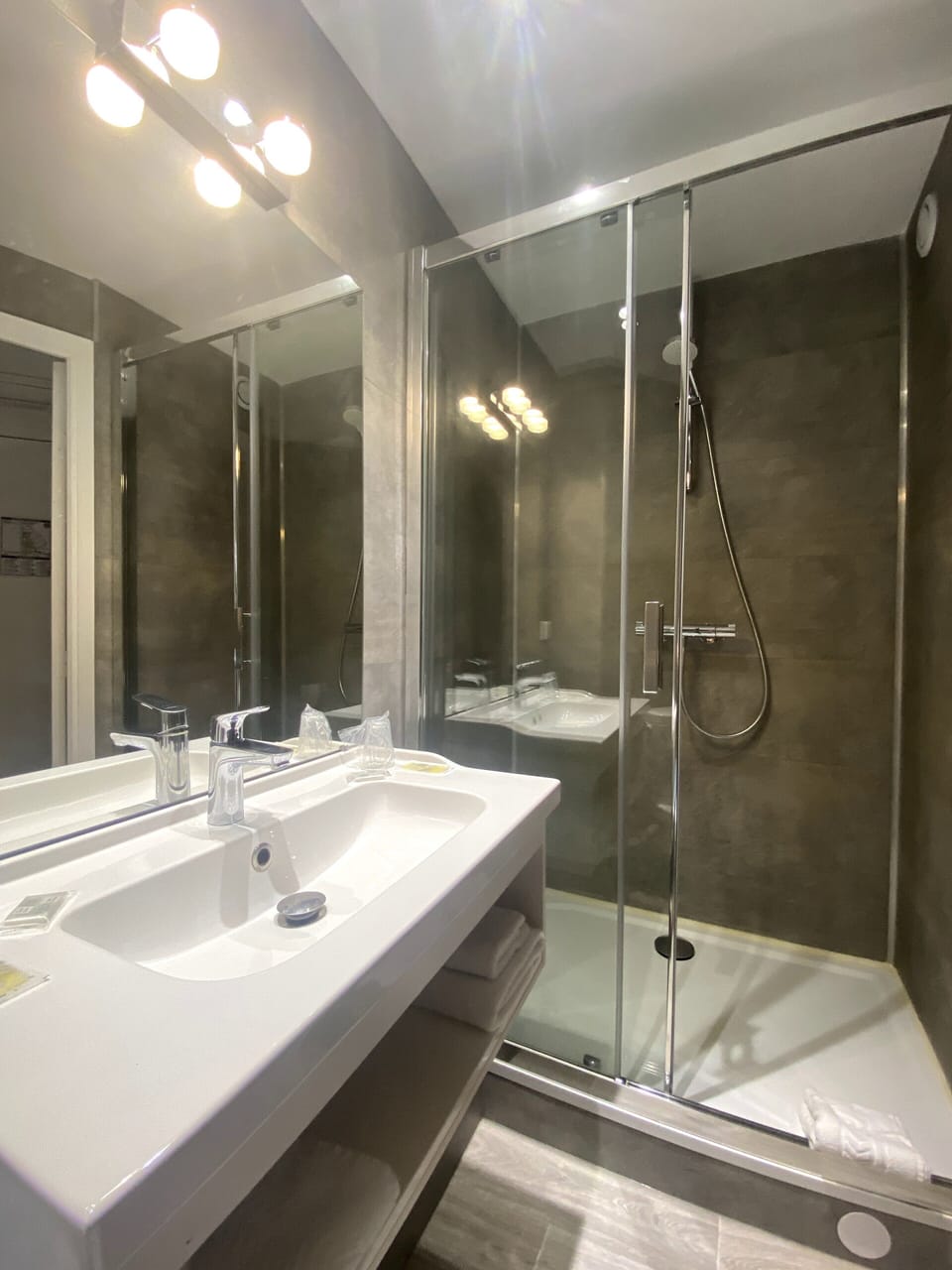 Eco-friendly toiletries, hair dryer, towels, soap
