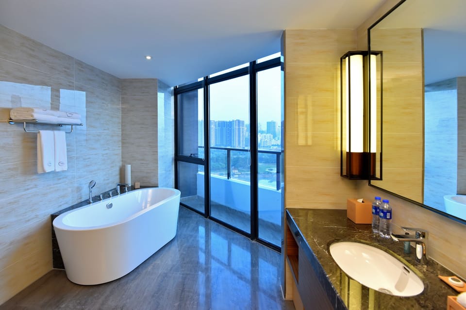 Business Suite | Bathroom | Shower, free toiletries, hair dryer, bathrobes