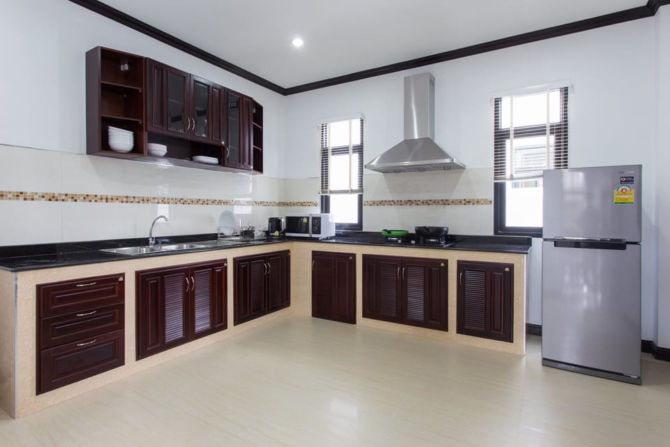 4 Bedrooms Private Pool Villa | Private kitchen | Full-size fridge, microwave, stovetop, electric kettle