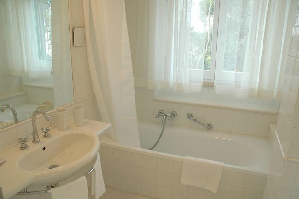 Combined shower/tub, rainfall showerhead, hair dryer, bidet