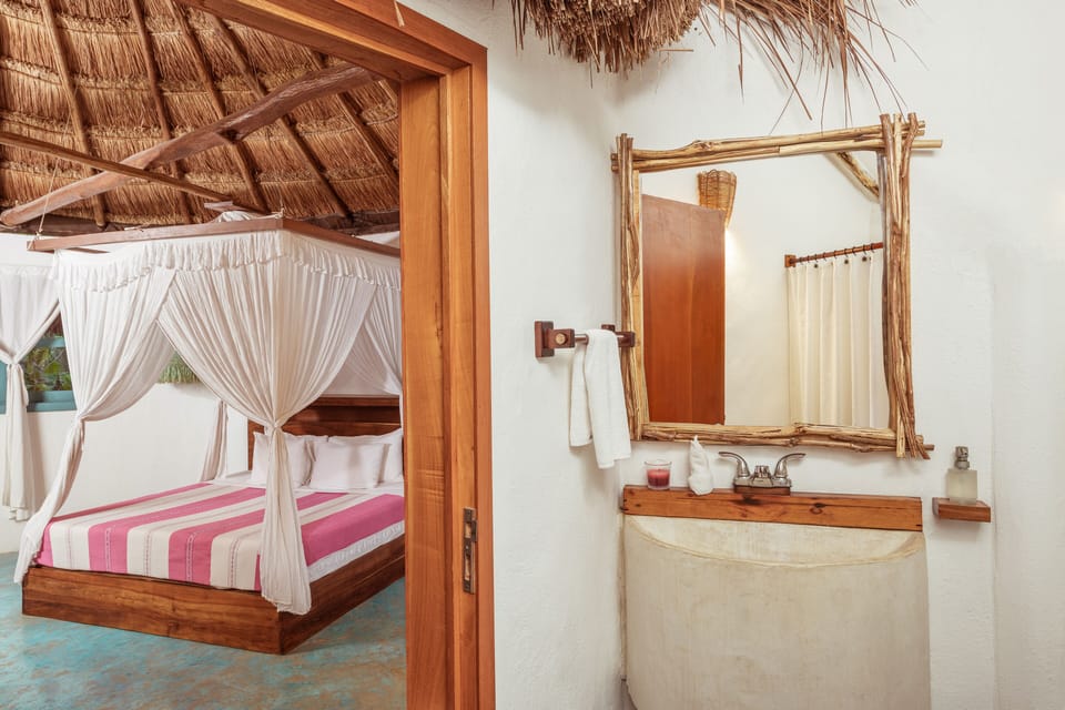 Cabin, Beachfront | Bathroom | Shower, towels, soap, shampoo