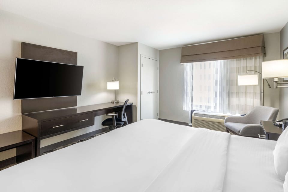 Standard Room, 1 King Bed, Non Smoking, Refrigerator & Microwave | Desk, laptop workspace, blackout drapes, iron/ironing board