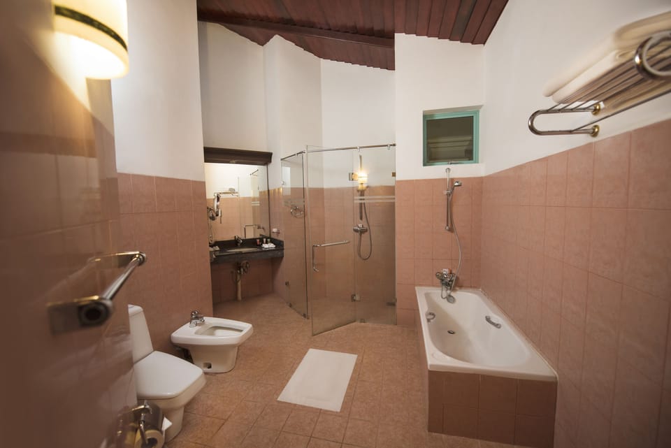 Deluxe Room | Bathroom | Deep soaking tub, rainfall showerhead, free toiletries, bidet