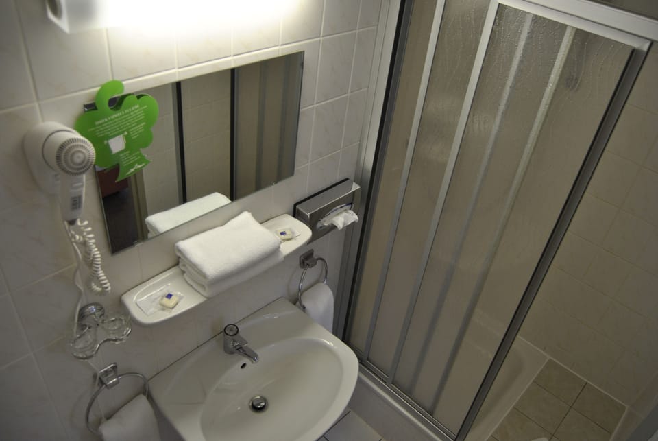 Standard Single Room | Bathroom | Shower, hydromassage showerhead, free toiletries, hair dryer