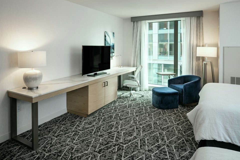 In-room safe, desk, laptop workspace, blackout drapes