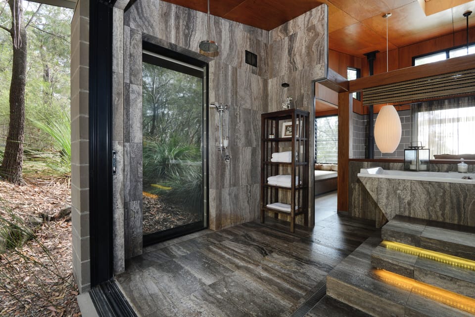 Luxury Bush Suite | Bathroom | Separate tub and shower, deep soaking tub, rainfall showerhead