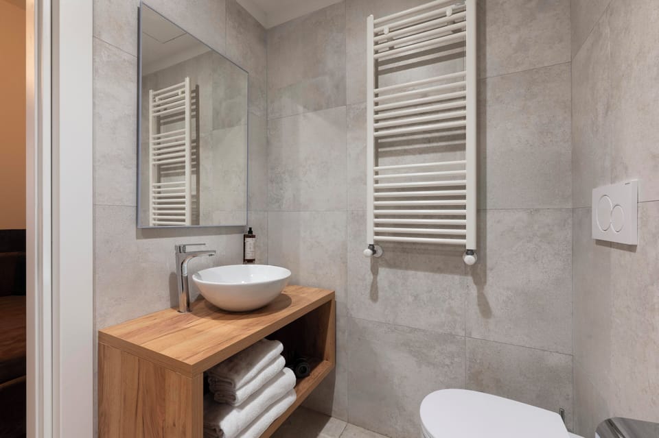 Shower, free toiletries, hair dryer, bathrobes