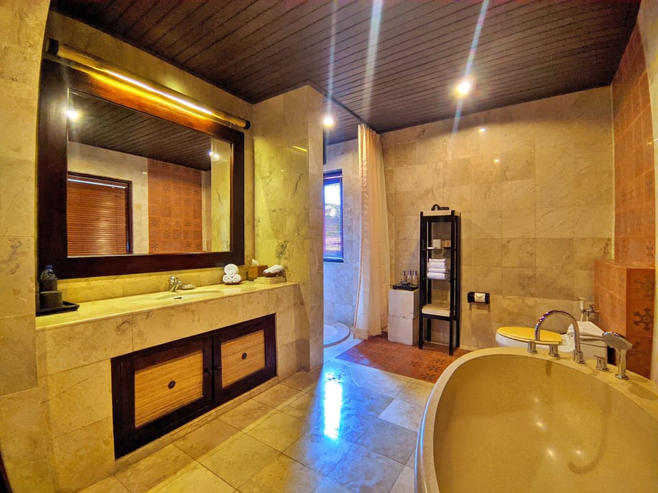 Deluxe Bungalow with Butler Service | Bathroom | Rainfall showerhead, free toiletries, hair dryer, bathrobes