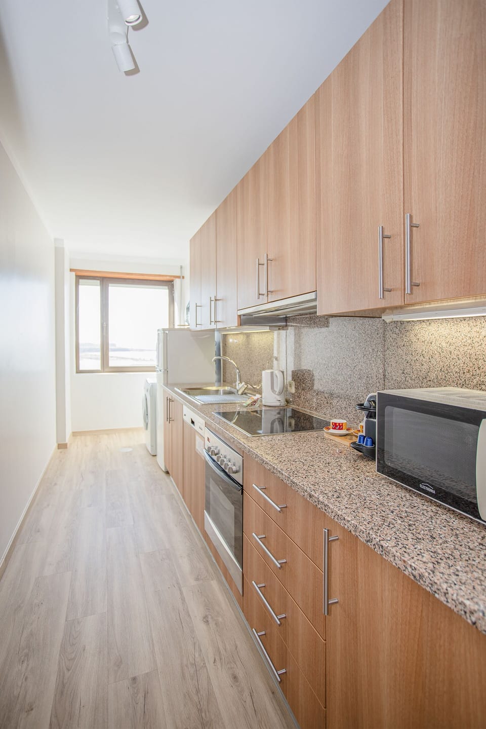 Full-size fridge, microwave, oven, stovetop