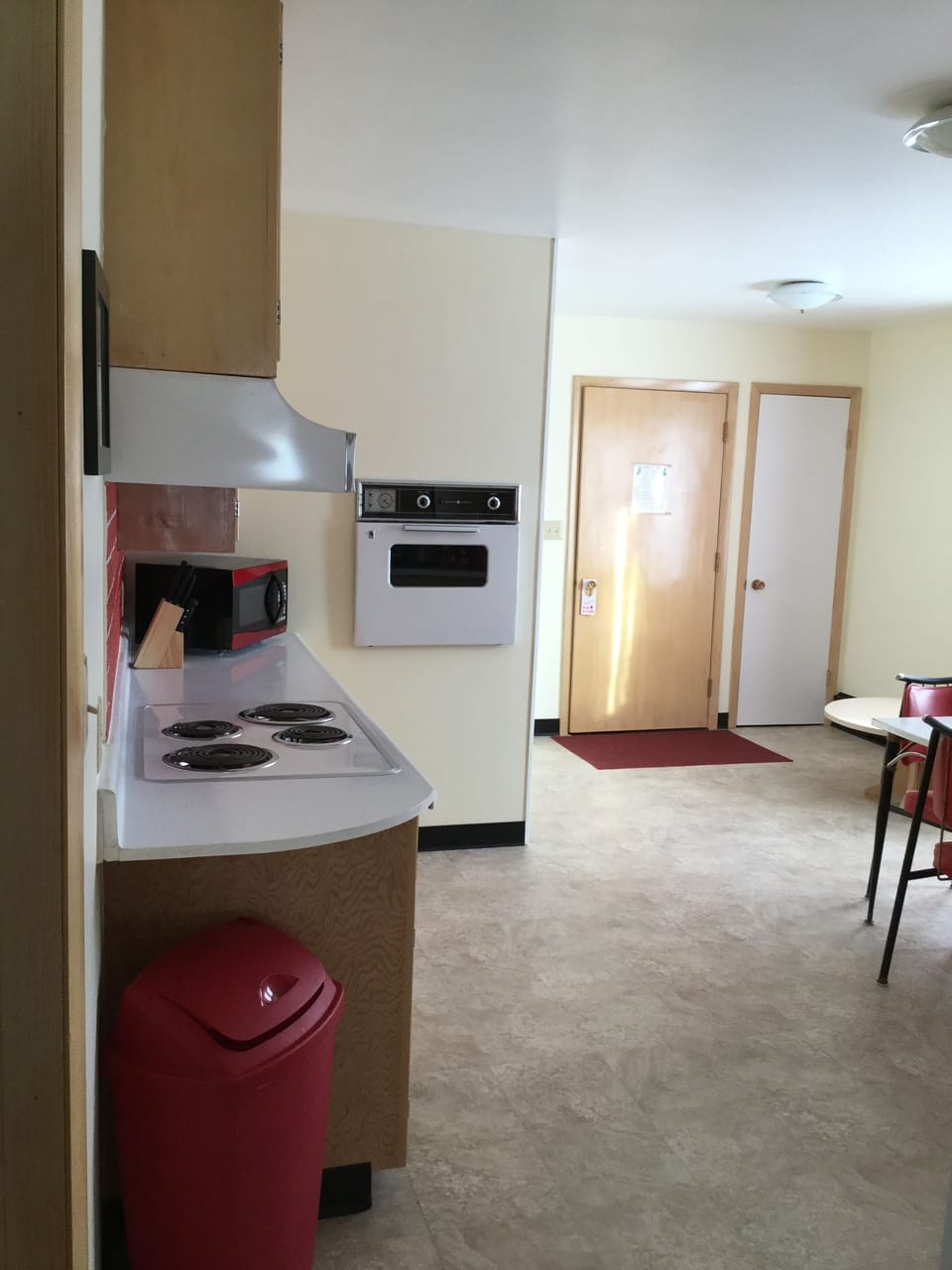 Fridge, microwave, coffee/tea maker
