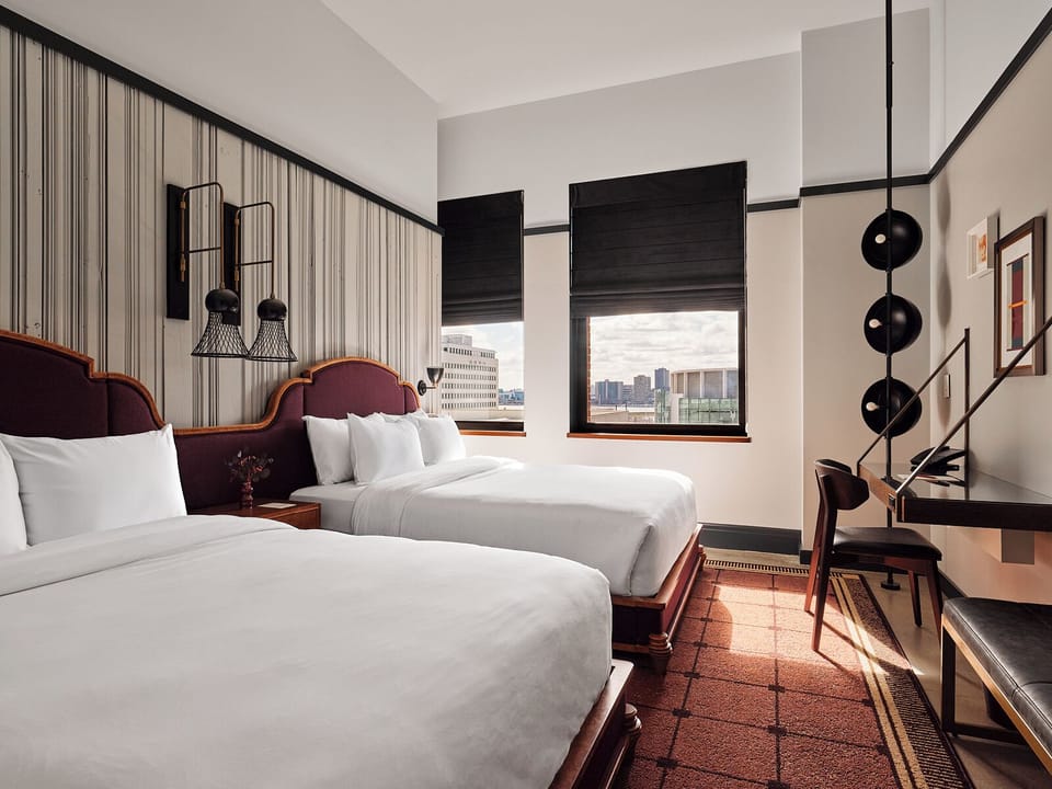 Two Queen Guestroom | Premium bedding, minibar, in-room safe, desk