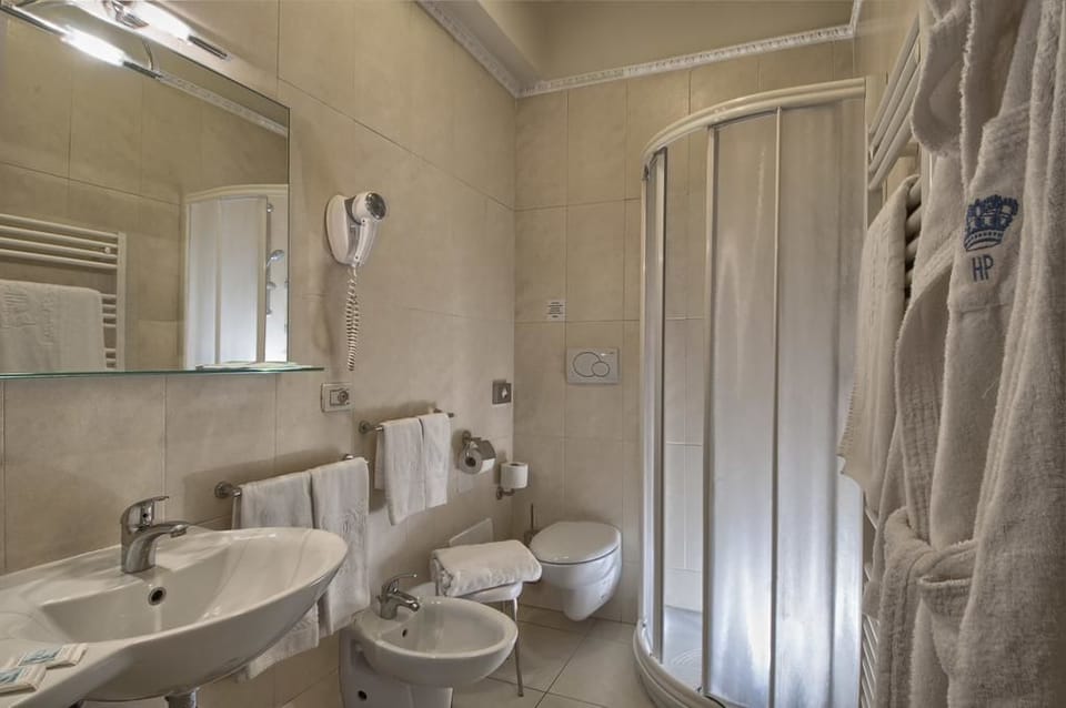 Free toiletries, hair dryer, bidet, towels
