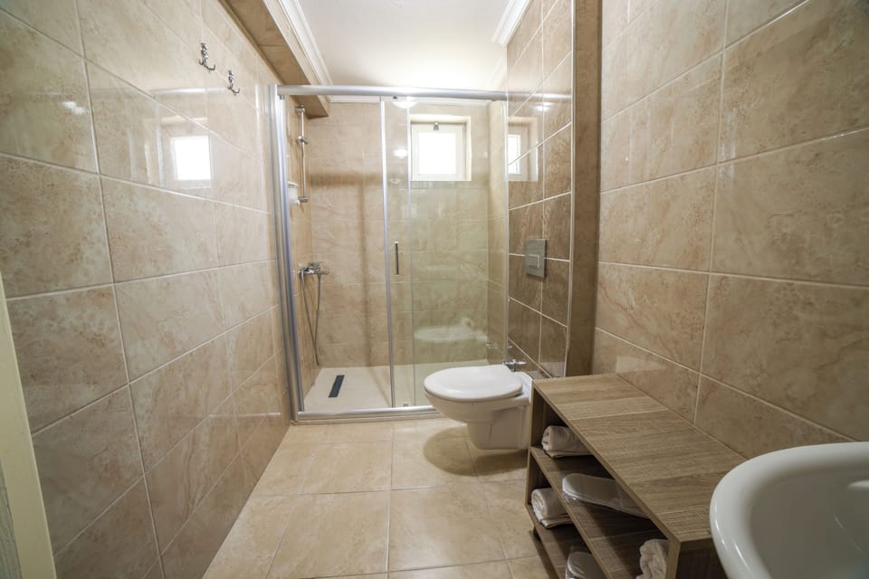 Twin Room | Bathroom | Shower, free toiletries, hair dryer, slippers