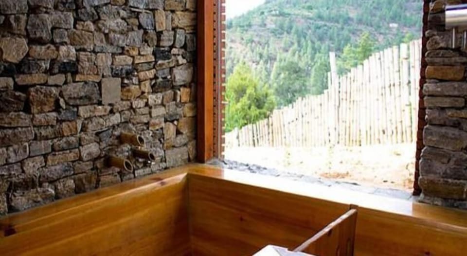 Combined shower/tub, free toiletries, towels
