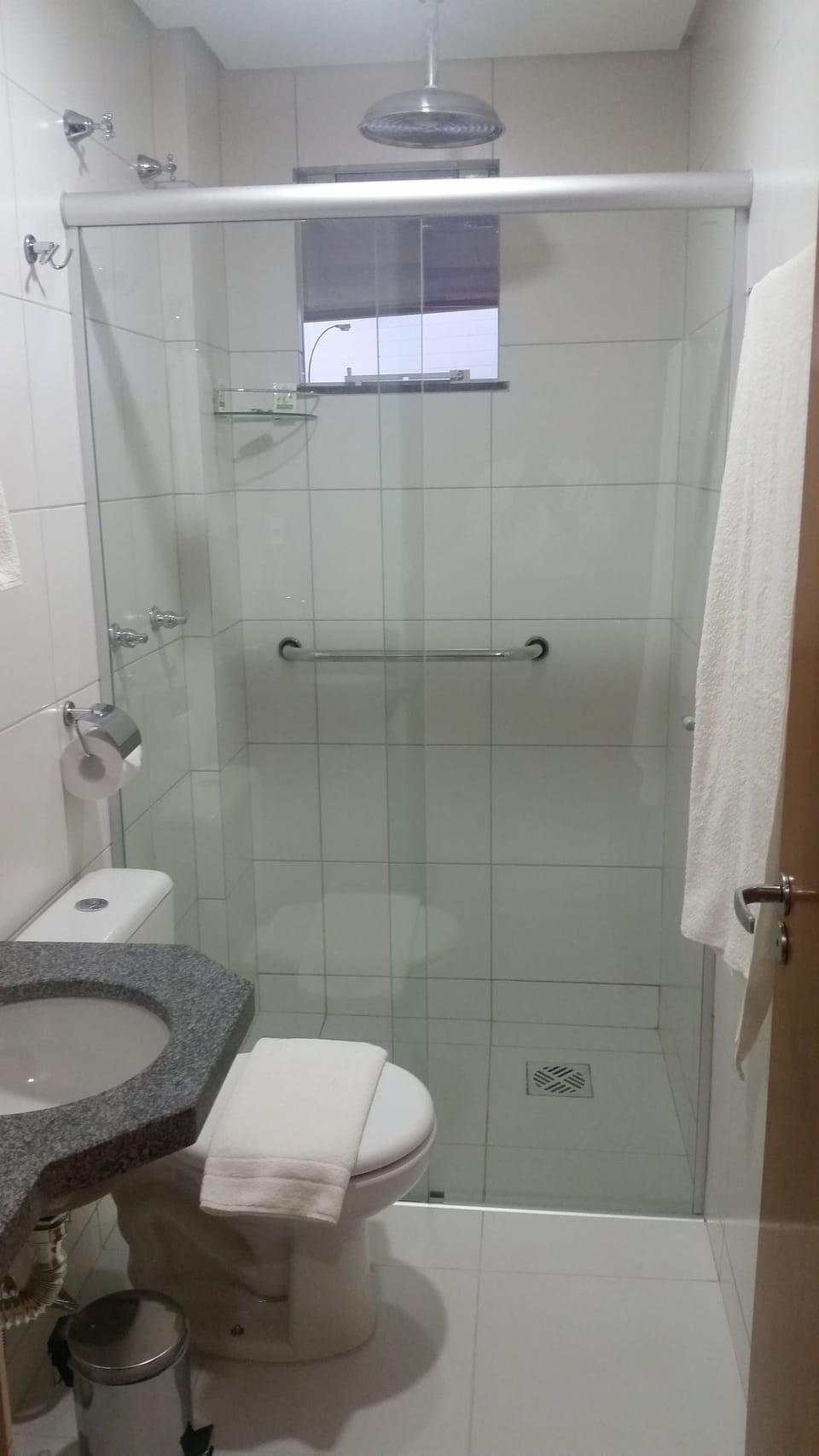 Shower, eco-friendly toiletries, hair dryer, towels
