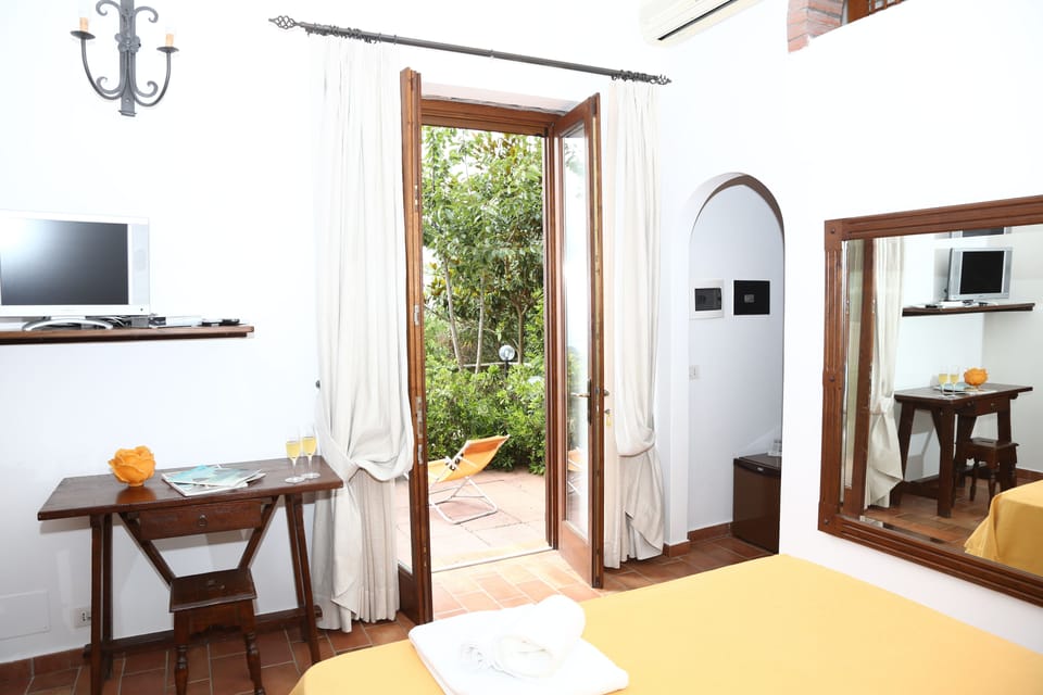 Deluxe Double Room, Patio | Minibar, in-room safe, blackout drapes, free cribs/infant beds