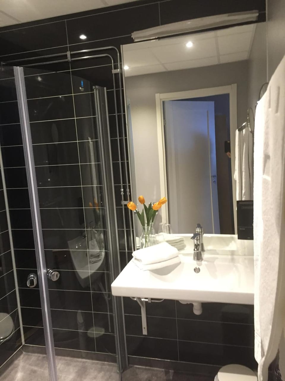 Shower, free toiletries, hair dryer, slippers