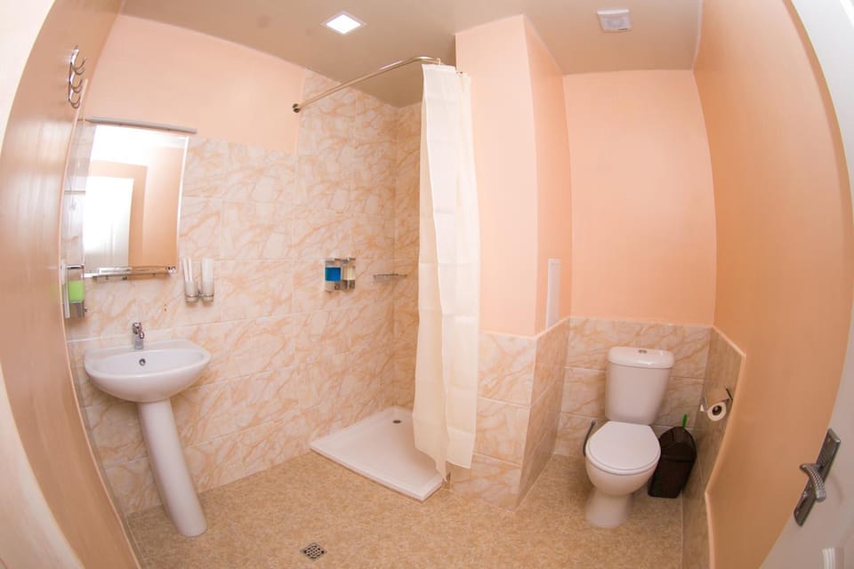 Shower, free toiletries, hair dryer, bathrobes