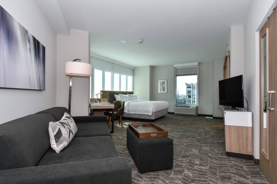 Suite, 1 King Bed, Trundle Sofa | Living area | 32-inch Smart TV with satellite channels, TV, Netflix