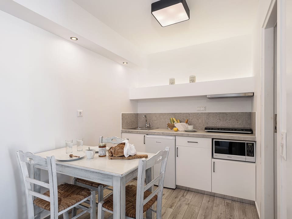 Classic Studio Suite | Private kitchen | Fridge, oven, stovetop, coffee/tea maker
