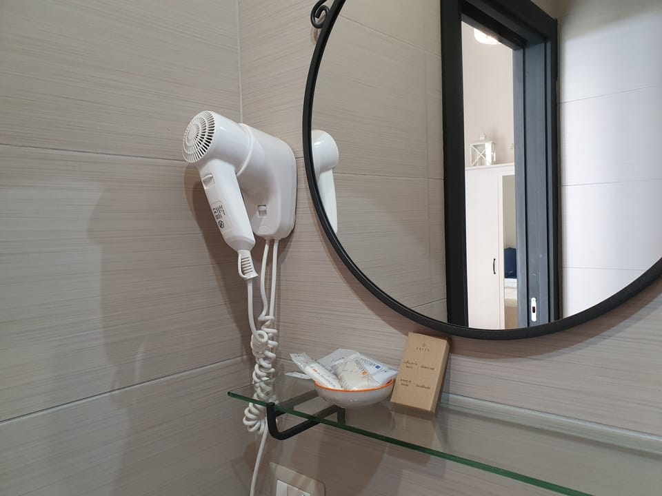 Shower, free toiletries, hair dryer, bidet