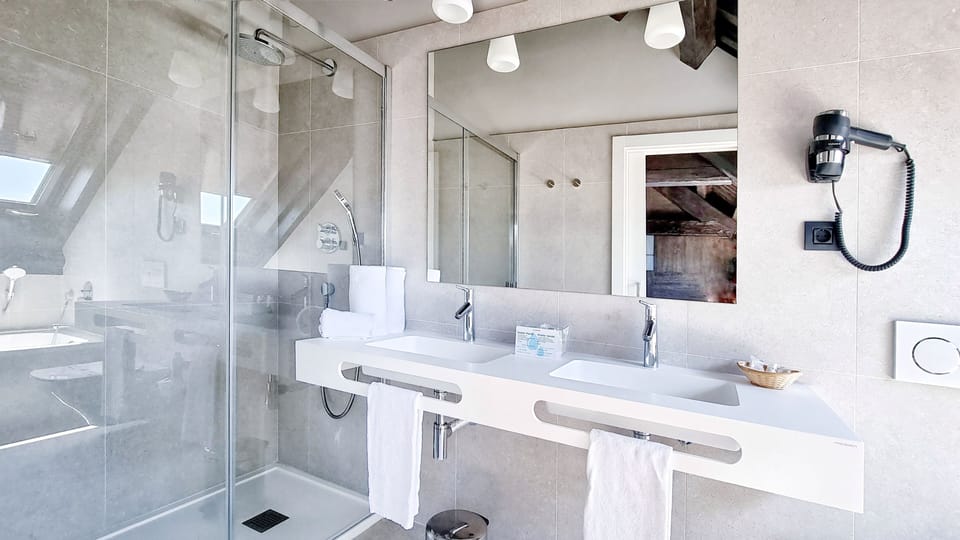 Triple Penthouse | Bathroom | Shower, free toiletries, hair dryer, towels