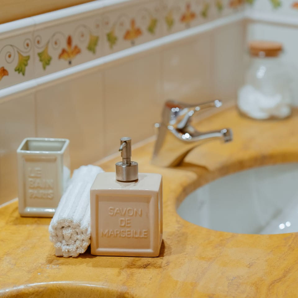 Shower, free toiletries, hair dryer, bidet