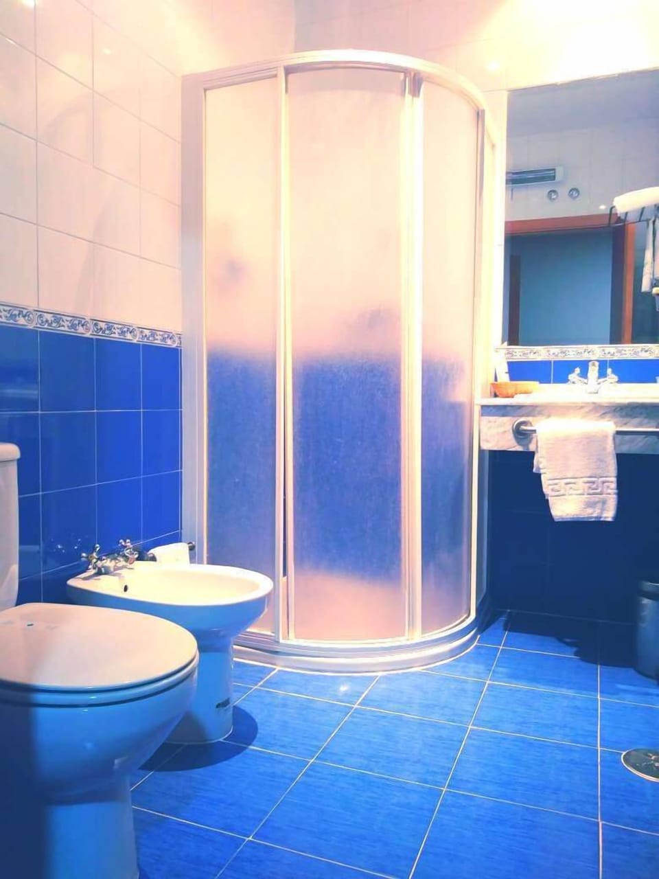 Shower, free toiletries, hair dryer, bidet