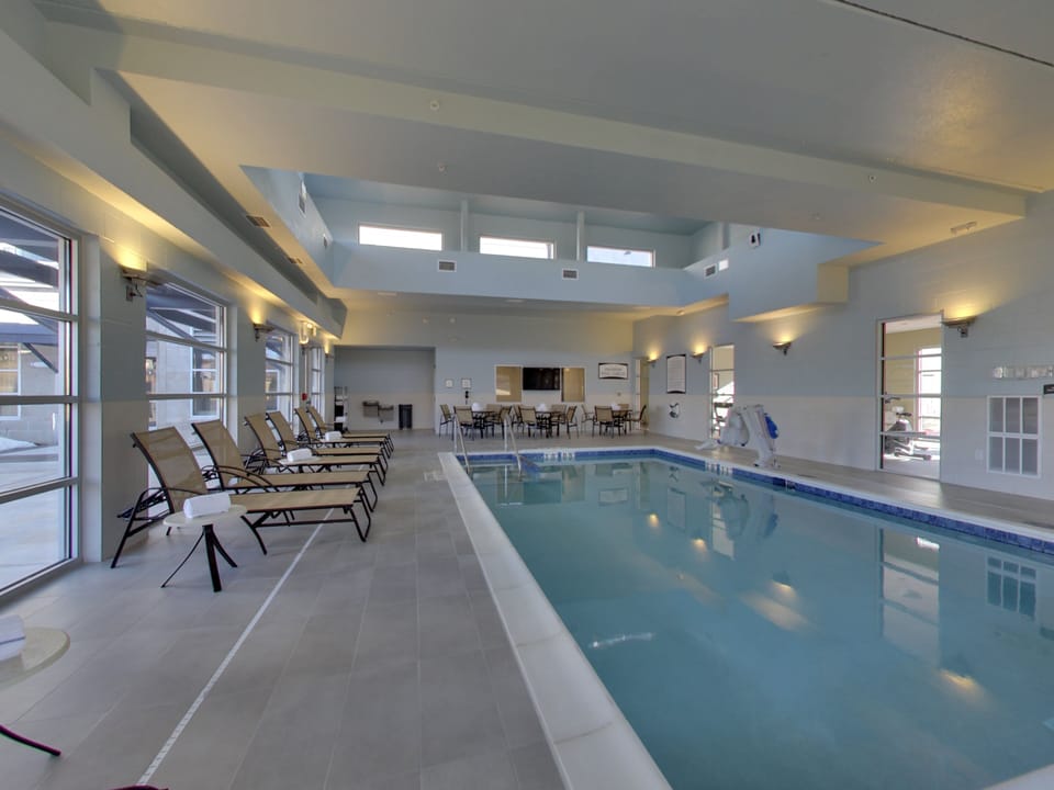 Indoor pool, open 5 AM to 10 PM, sun loungers